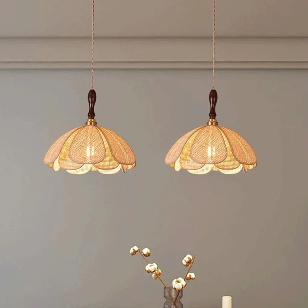 Audara-12-inch Boho Light Fixtures Ceiling Handcrafted Rattan Woven Pendant Light in Bohemian Style Suitable for Bedrooms, Hotels, Studies, and Various Spaces Pendant Chandelier