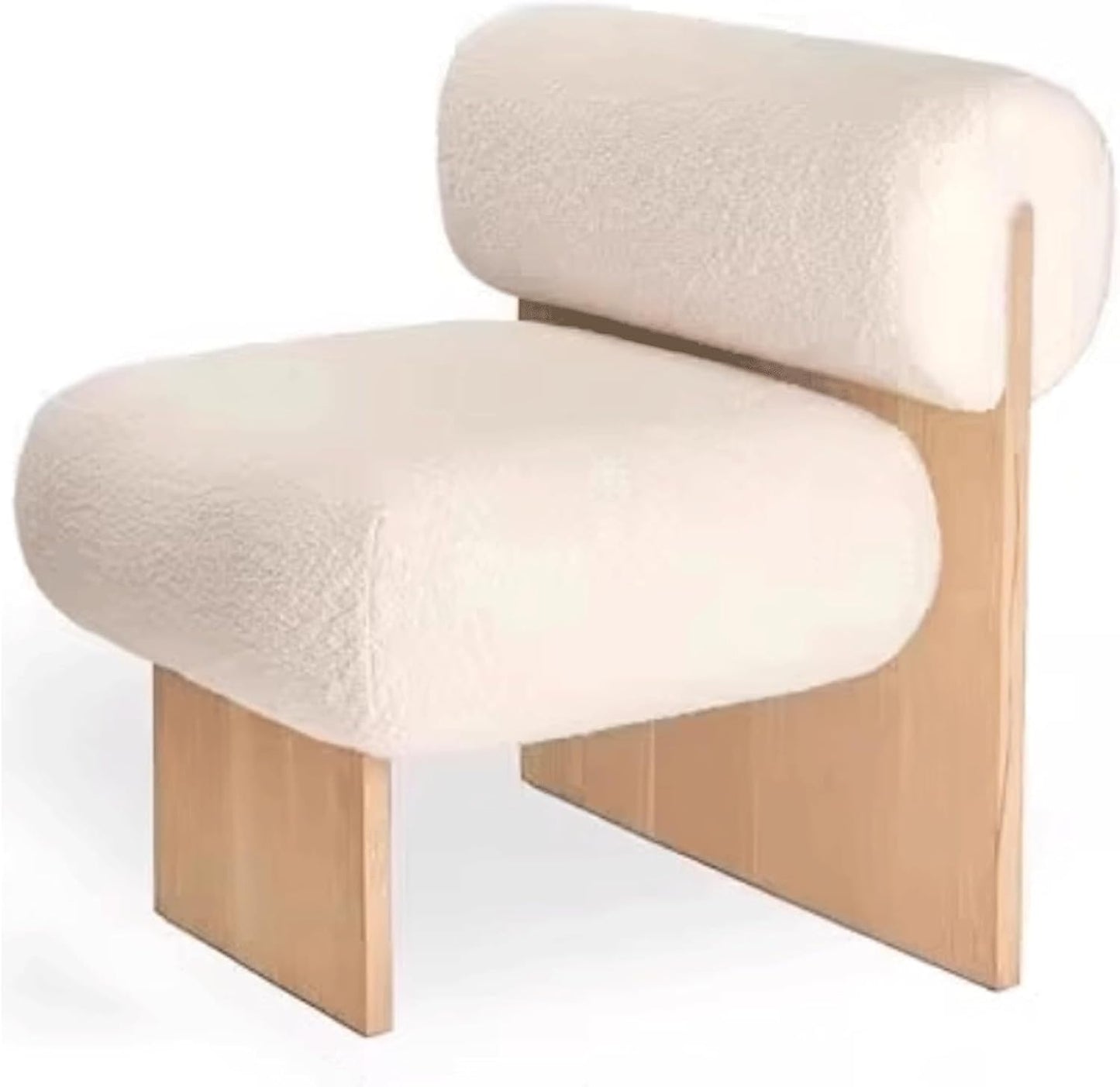 Audara-White Fleece Living Room Side Chair with Solid Wood Legs 27 Inch Individual Personalized Creative Comfy Armless Chair Installation Free Suitable for Living Room, Bedroom, Hotel