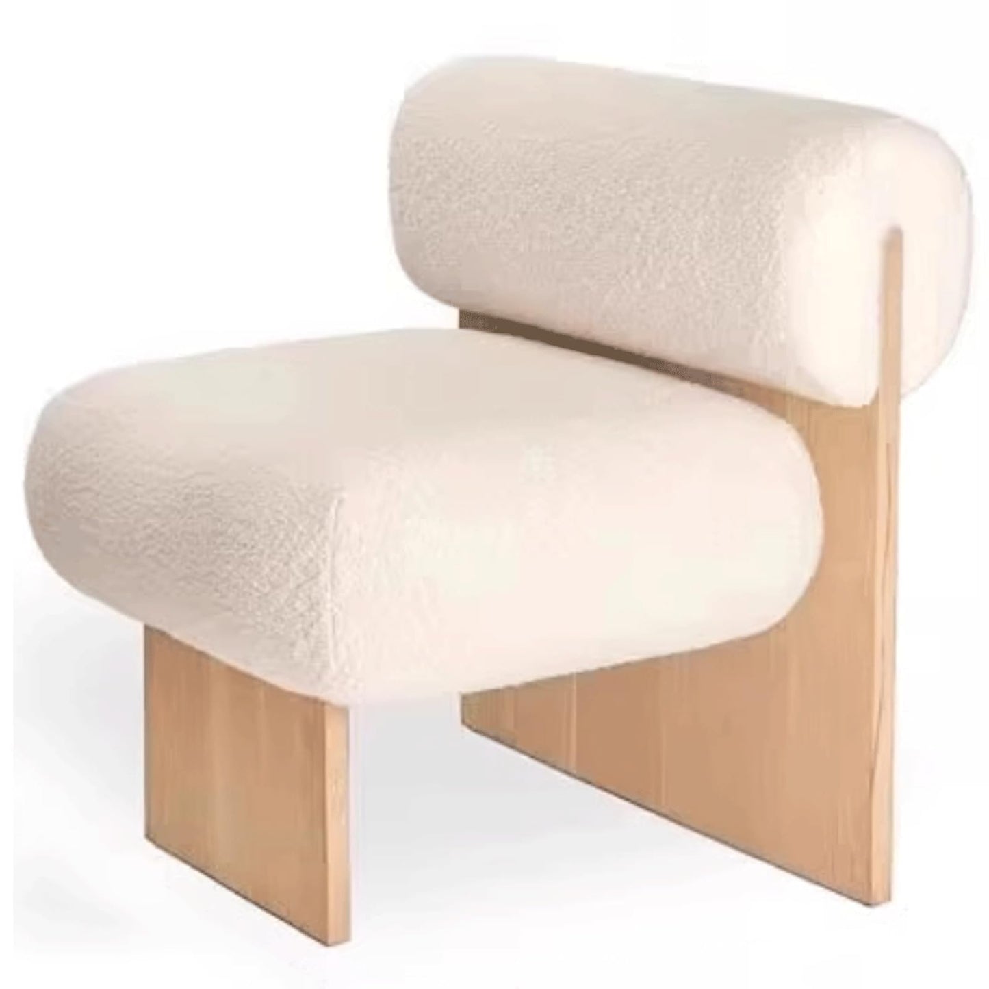 Audara-White Fleece Living Room Side Chair with Solid Wood Legs 27 Inch Individual Personalized Creative Comfy Armless Chair Installation Free Suitable for Living Room, Bedroom, Hotel
