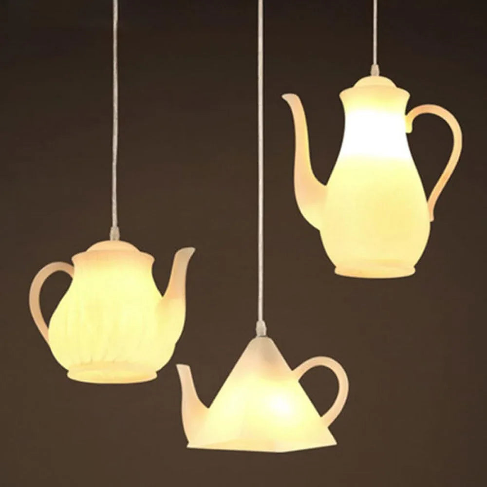 Audara-GerRiT Postmodern LED Single-Head Chandelier/Creative Teapot Pendant Light/Tea House Tea Restaurant Resin Hanging Lamp/Café Clothing Store Front Desk Personalized LightingFixture, B