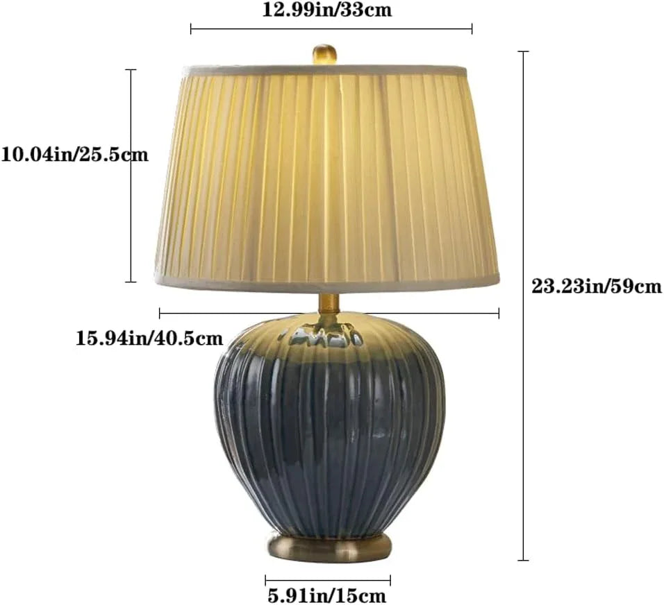Audara-New Chinese Living Room Restaurant Hotel Front Desk Light American Simple Bedroom Bedside Reading Desk Lamp Warm Ceramic Fabric Table Lamp Club Mall Front Desk Cafe Lighting Fixture