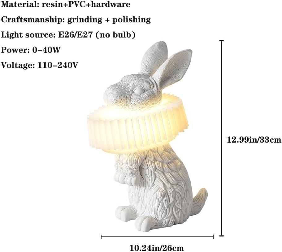 Audara-Postmodern Creative Children's Room Bedroom Desk Light Simple White Rabbit Shape Resin Desk Lamp Living Room Study Room Background Wall Table Lamp Showroom Showcase Club Lighting Fixture