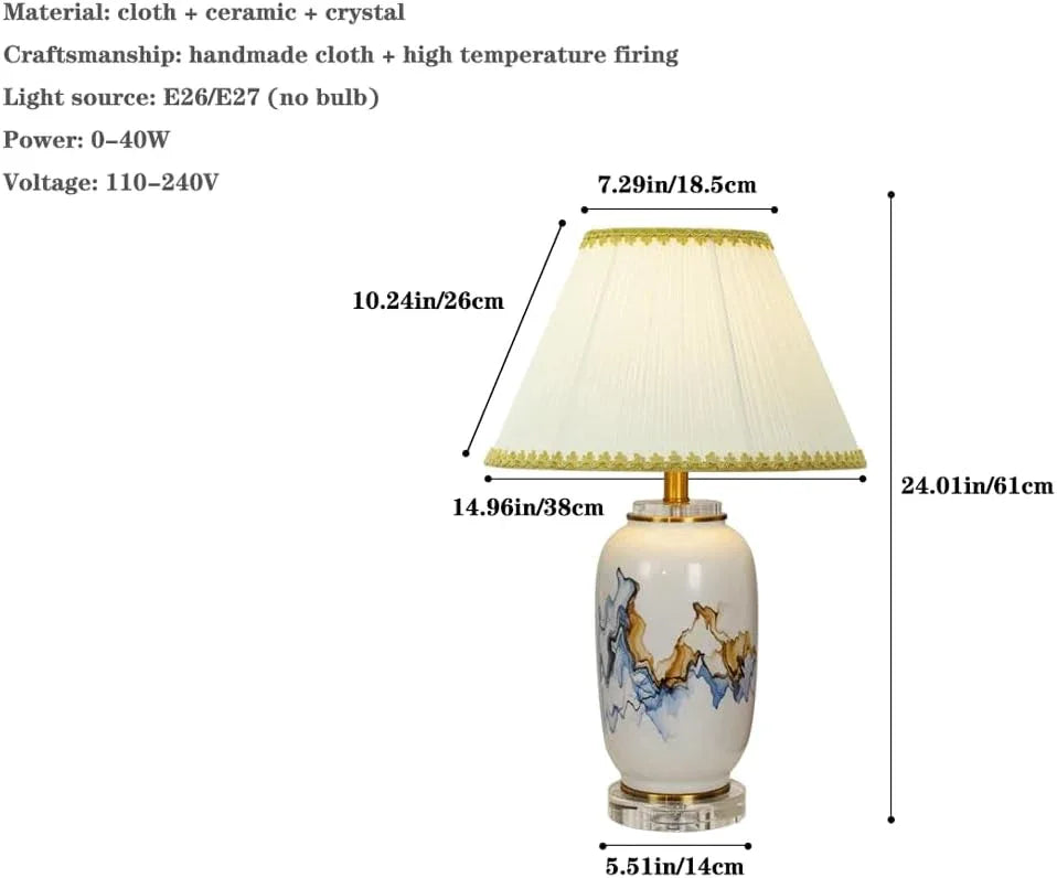 Audara-New Chinese Zen Living Room Hotel Model House Desk Light High-end Bedroom Study Room Cabin Window Desk Lamp Light Luxury Fabric Ceramic Table Lamp Villa Club Mall Decoration Lighting Fixture