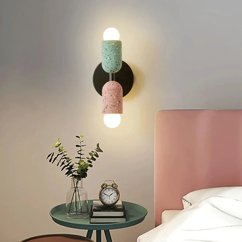 Audara-Japanese Style Wabi-sabi Style Bedroom Wall Lamp Ideas Designer Bedside Wall Lights Vintage Double Head Cement Sconces Living Room Aisle Coffee Shop Mounted Lighting Fixture