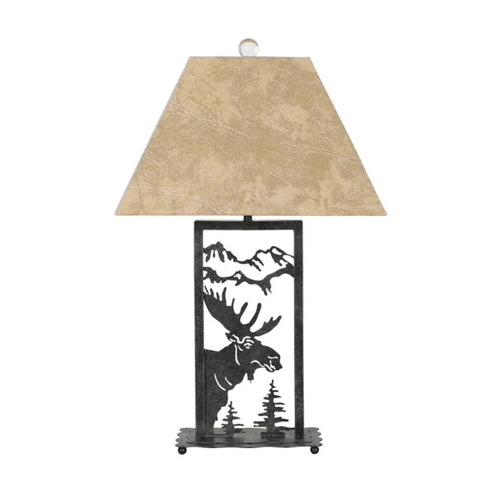 Audara-American Retro Dressing Table Bedroom Study Tea Room Desk Light Classic High-end Metal Parchment Desk Lamp Farmhouse Villa Restaurant Cafe Lighting Fixture Living Room Background Wall Table Lamp Gray Deer