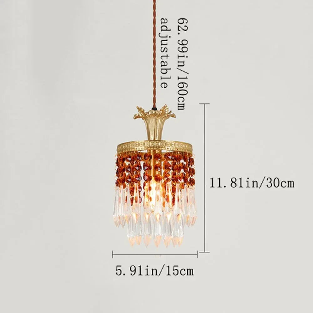 Audara-6-inch Crystal Pendant Light Suitable for Various Spaces Including Bedside, Bedroom, Hotel, Entryway, and Kitchen Island. Easily Blends Into Minimalist, Bohemian, and European Styles.