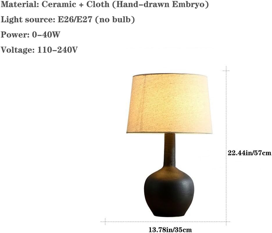 Audara-Wabi-sabi Style Bedroom Bedside Desk Light Natural Cozy Pottery Fabric Desk Lamp Study Office Restaurant Table Lamp Farmhouse B&B Hotel Front Desk Club Cafe Lighting Fixture