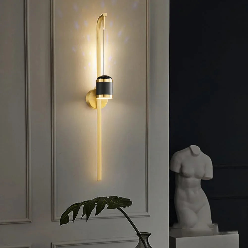 Audara-Postmodern Scandinavian Full Copper Wall Lamp Bedroom Bedside Ambient Wall Lights Creative Study Room Decorative Sconces Aisle Corridor Entrance Mounted Lighting Fixture