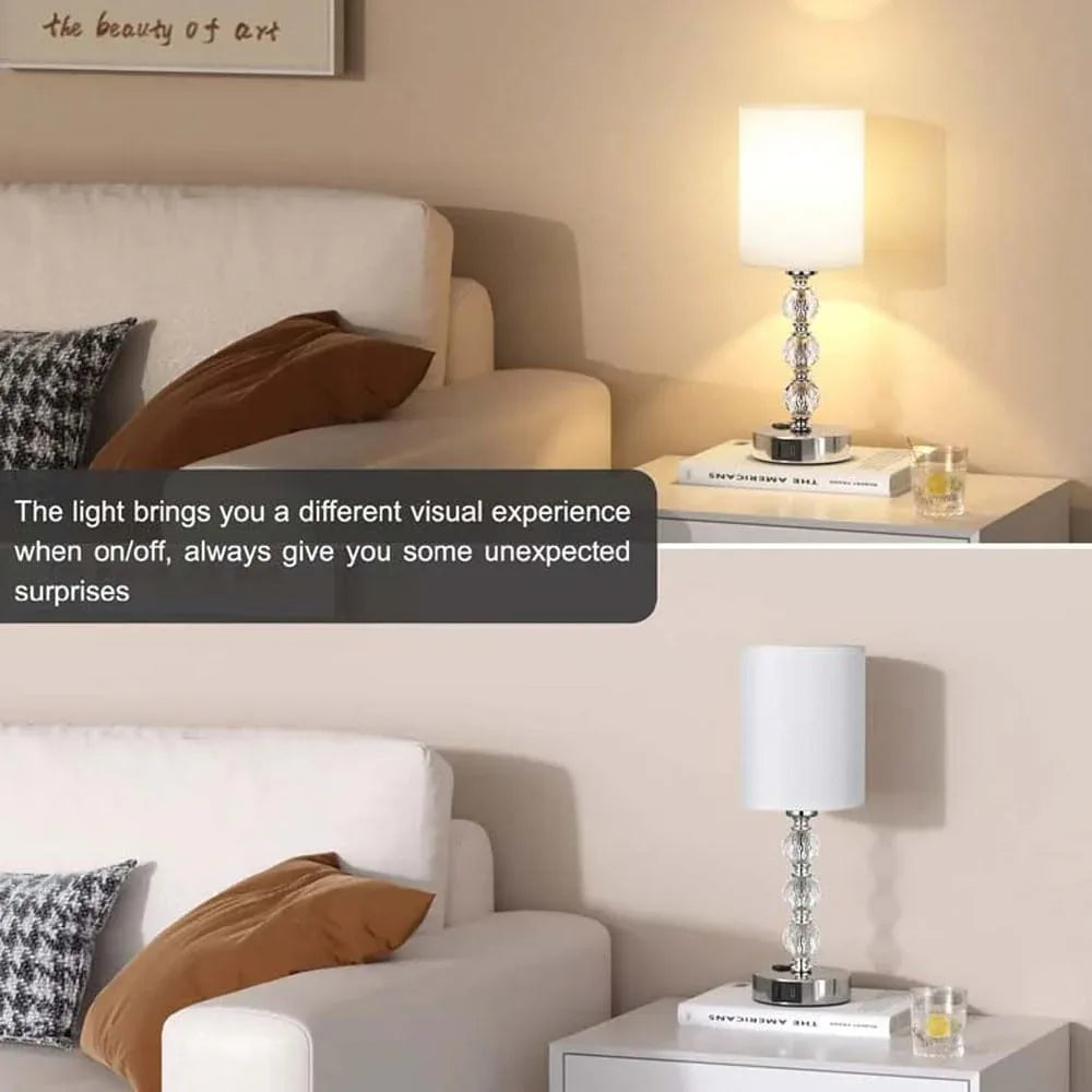 Audara-Luxury Creative Touch Switch with 2 USB/1 AC Charging Port Fabric Metal Desk Light Study Room Bedroom Bedside Desk Lamp Three Dimming Office Table Lamp Dormitory Apartment Lighting Fixture