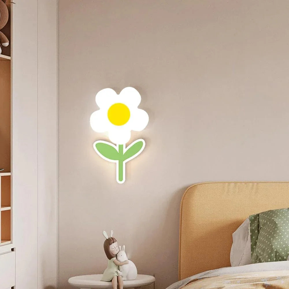 Audara-Children's Room Bedside Wall lamp Modern Simple Bedroom Wall Lights French Romantic Floral LED sconces Princess Room Eye Protection Creative Background Wall Mounted Lighting Fixture