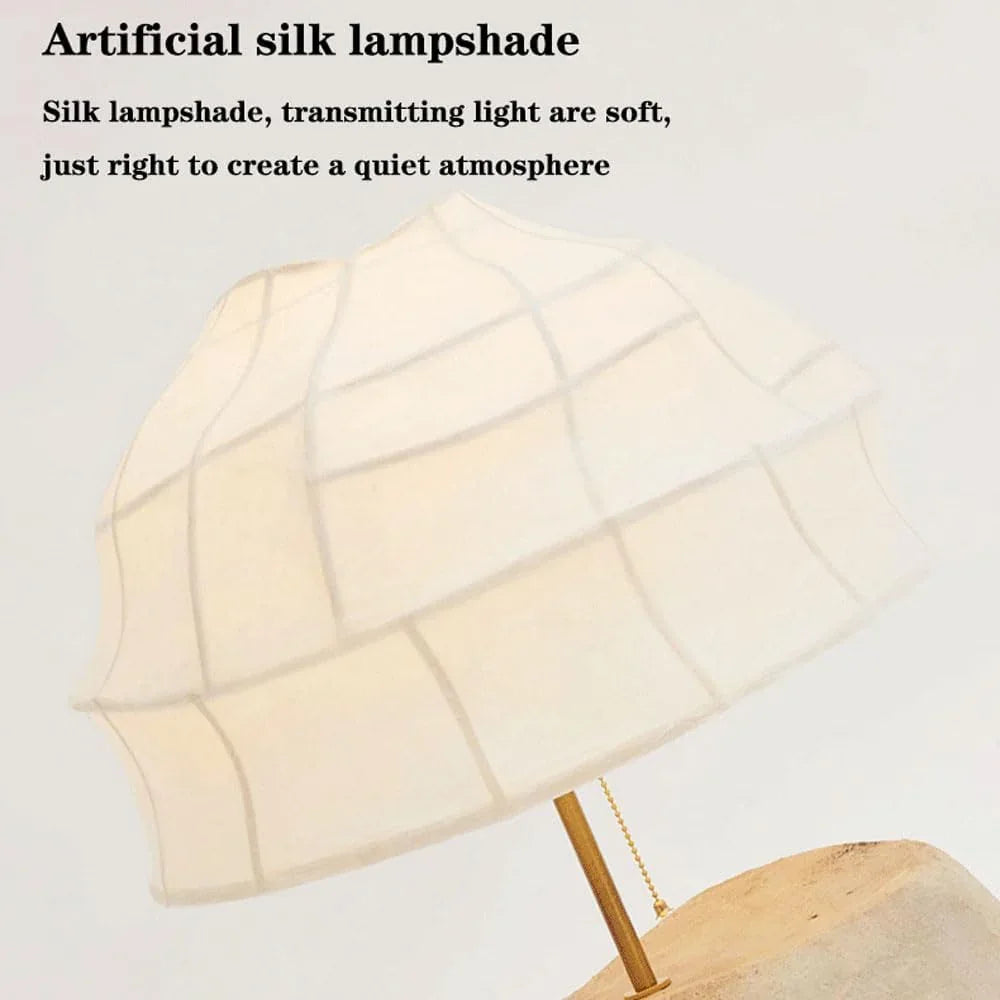 Audara-Wabi-sabi Style Retro Bedroom Bedside Desk Light Fashion Artificial Silk Resin Desk Lamp Living Room Sofa Side Office Decorative Table Lamp Sample Room Backdrop Cafe Lighting Fixture