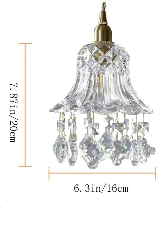 Audara-Crystal Pendant Light, 6-inch, Bohemian Style, Minimalist Design, Versatile Lighting Fixture Suitable for Living Rooms, Cafes, Dining Rooms, Kitchen Islands, and Entryways.