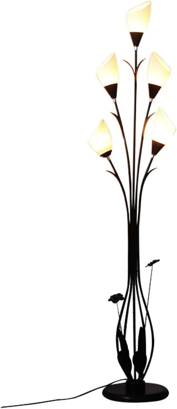 Audara-Creative Simple Study Bedroom Floor Lamp Black E26 5 Light Source Tri-Color Dimming Metal Acrylic Standing Lamp H66in Living Room Couch Side Torchiere Villa Club Dining Room Lighting Fixture
