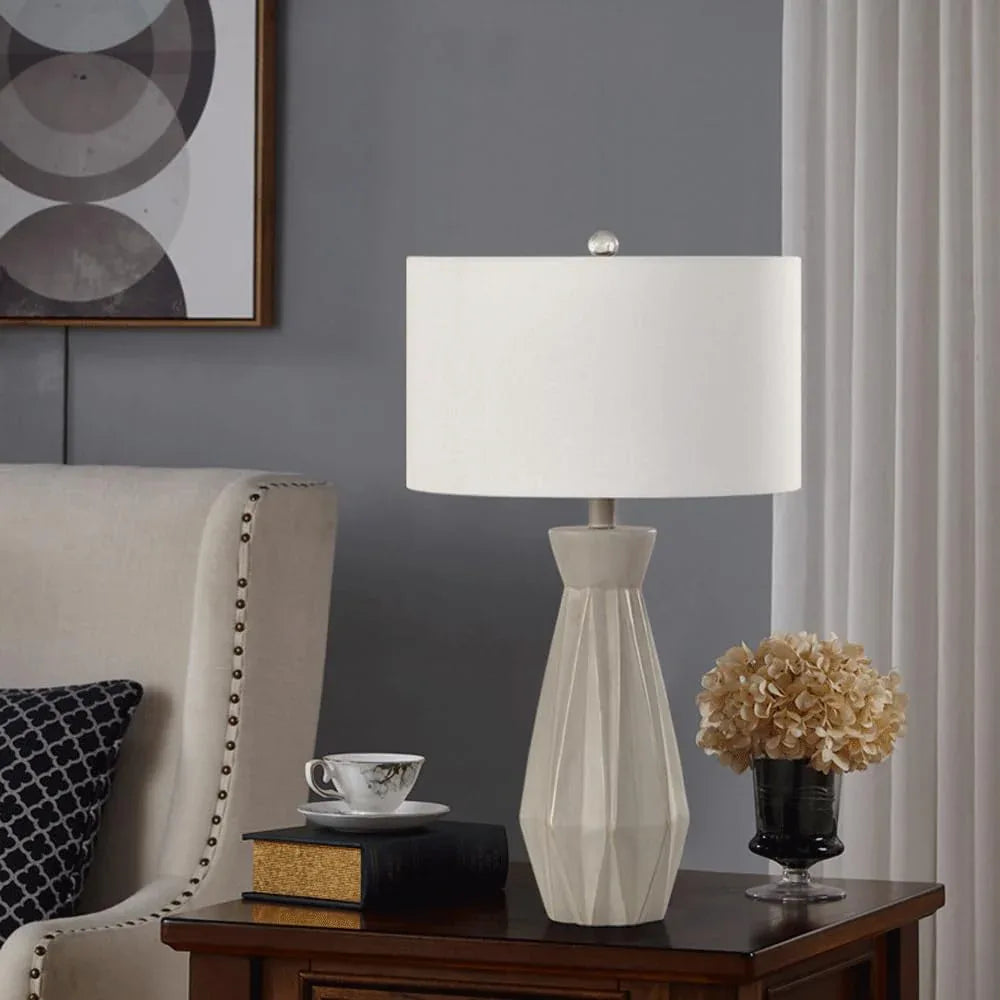 Audara-Scandinavian Luxury Fabric Cement Desk Light American Creative Sample Room Living Room Desk Lamp Apartment Hotel Room Office Table Lamp Bedroom Bedside Read Lighting Fixture