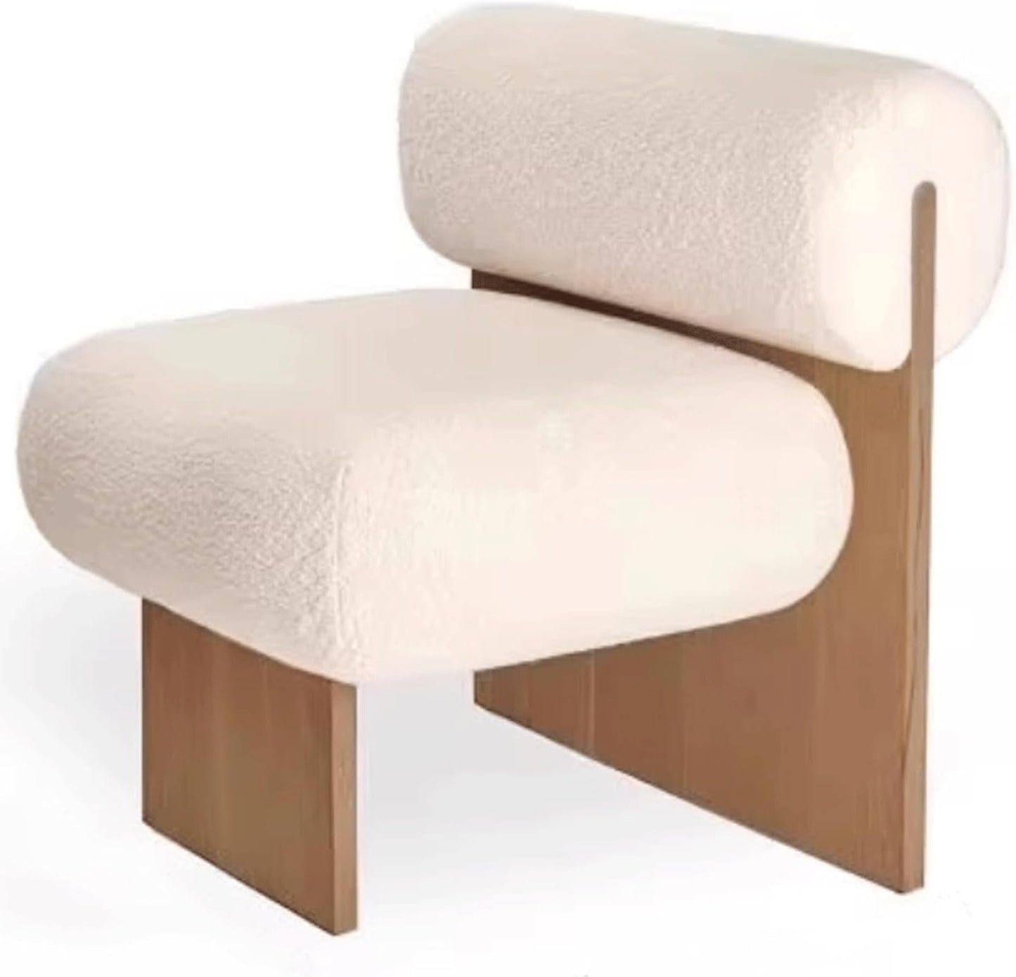 Audara-White Fleece Living Room Side Chair with Solid Wood Legs 27 Inch Individual Personalized Creative Comfy Armless Chair Installation Free Suitable for Living Room, Bedroom, Hotel