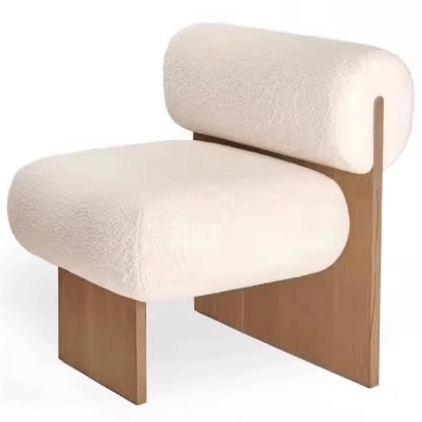 Audara-White Fleece Living Room Side Chair with Solid Wood Legs 27 Inch Individual Personalized Creative Comfy Armless Chair Installation Free Suitable for Living Room, Bedroom, Hotel