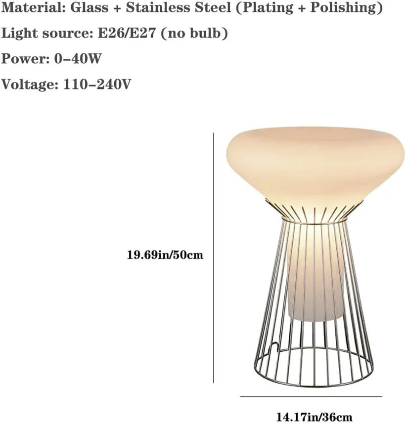 Audara-Luxury Office Hotel Desk Light Modern Simple Glass Stainless Steel Desk Lamp Villa Farmhouse Countryside B&B Table Lamp Model House Living Room Bedroom Study Room Lighting Fixture