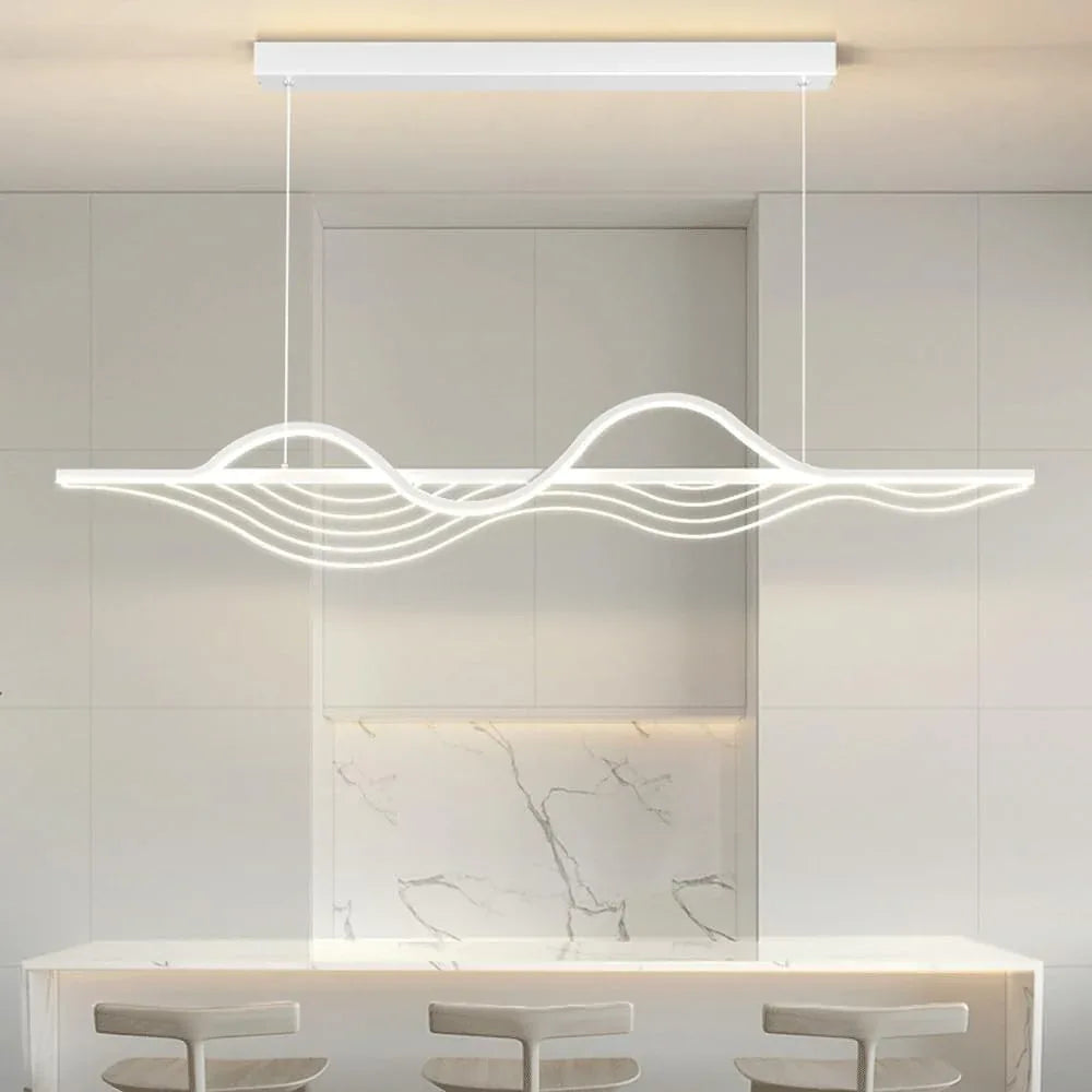 Audara-Modern Minimalist Dining Room Acrylic Pendant Light Personalized Creative Long Line Living Room Hanging Lampe Hall Black Dimmable Chandeliers Hotel Office Bar Lighting Fixture