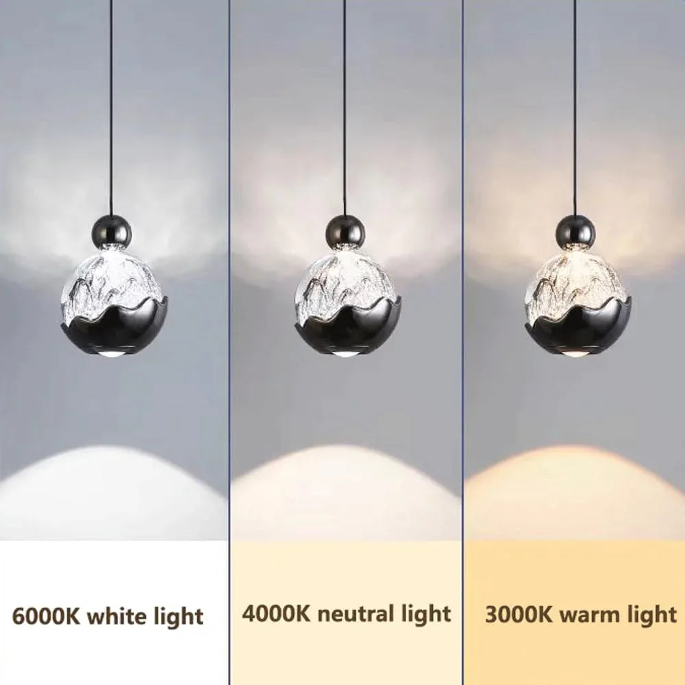Audara-Art Snow Mountain Pattern Bed Head Pendant Lightled Italian Light Luxury Bedroom Dressing RoomLighting Fixturese Three Color Changing Light Warm Aluminum Living Room Chandeliers Hotel Cafe HangingLamp