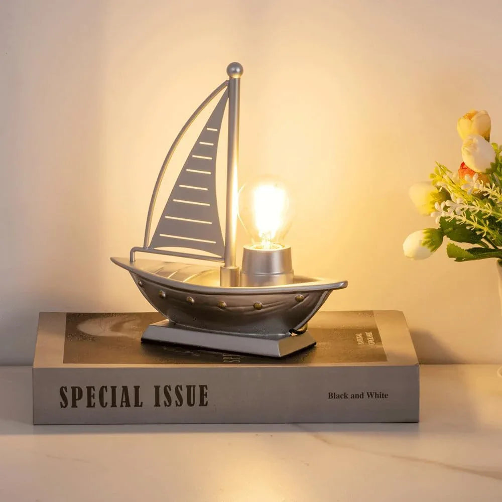 Audara-High-end Creative Sailboat Metal Desk Light Ambient Sense Bedroom Boys Girls Children's Room Desk Lamp Living Room Study Office Decoration Table Lamp Hotel Club Model House Lighting Fixture