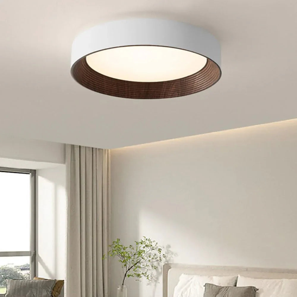 Audara-Modern Eye Care Ceiling Light Log Wind Led Bedroom Study Ceiling Lampled Round Simple Household Room Balcony Ceiling Fixtures Embedded Three Color Variable Light Lighting Fixture (48W)