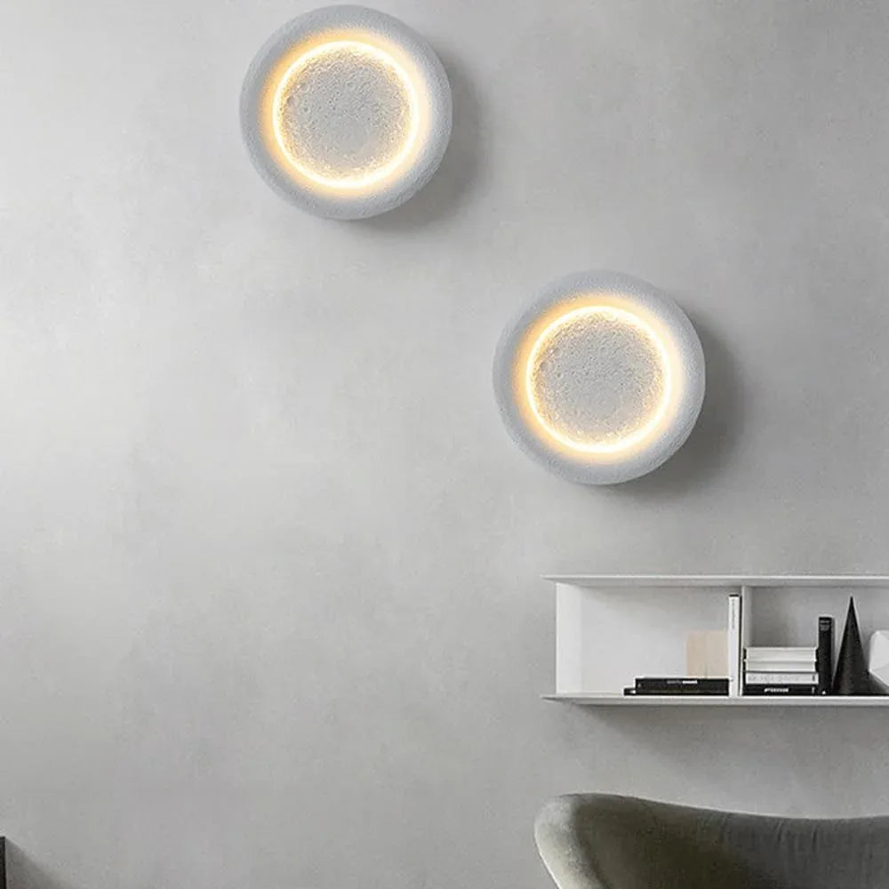 Audara-Fashion Moon Wall Lamp Scandinavian Creative Living Room Wall Lights Light Luxury Background Wall Decoration Sconces Bedroom Bedside Cement Mounted Lighting Fixture