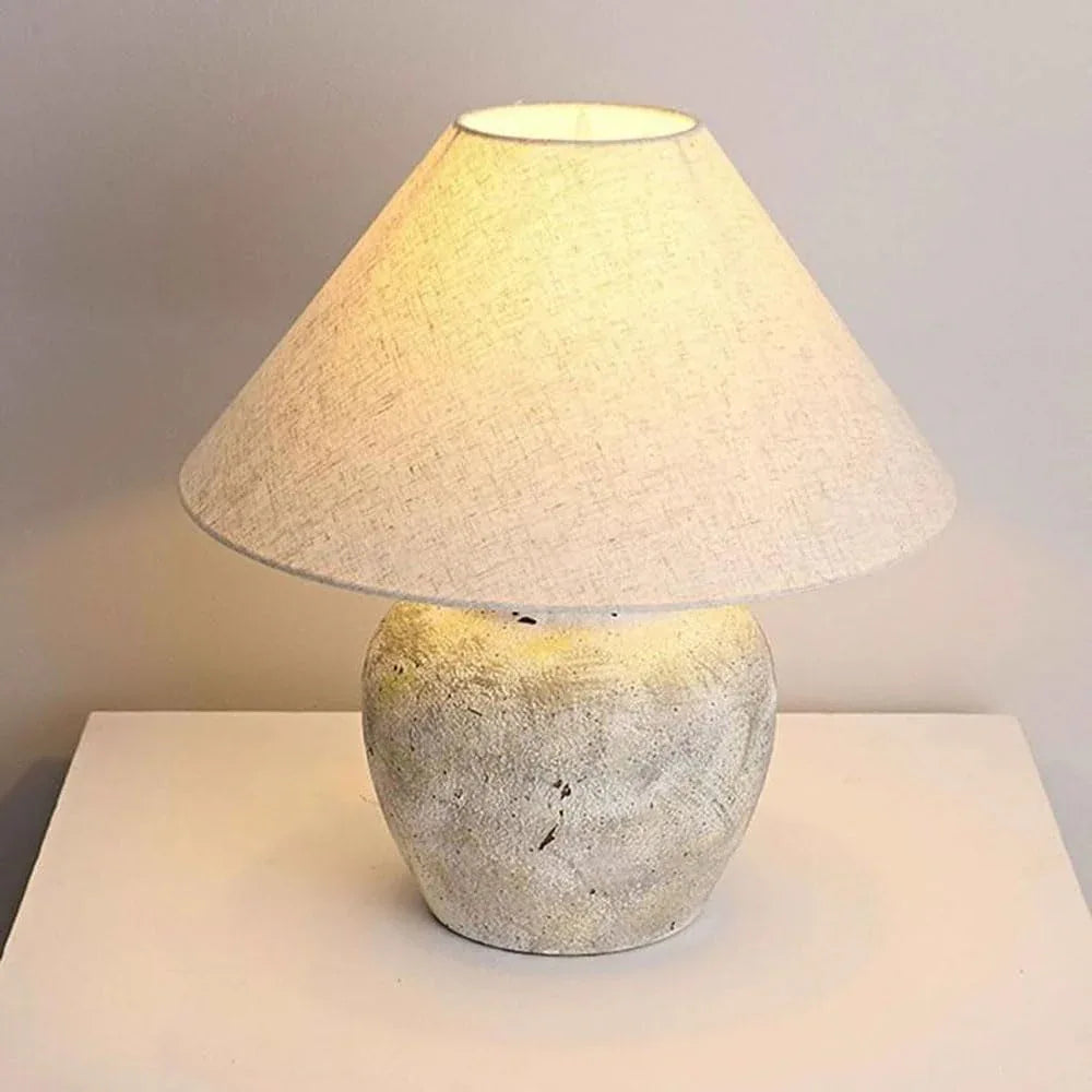 Audara-Art Vintage Living Room Couch Side Bedside Desk Light Classic Nostalgia Pottery Jar Desk Lamp Bedroom Study Office Table Lamp Farmhouse B&B Hotel Coffee Shop Lighting Fixture