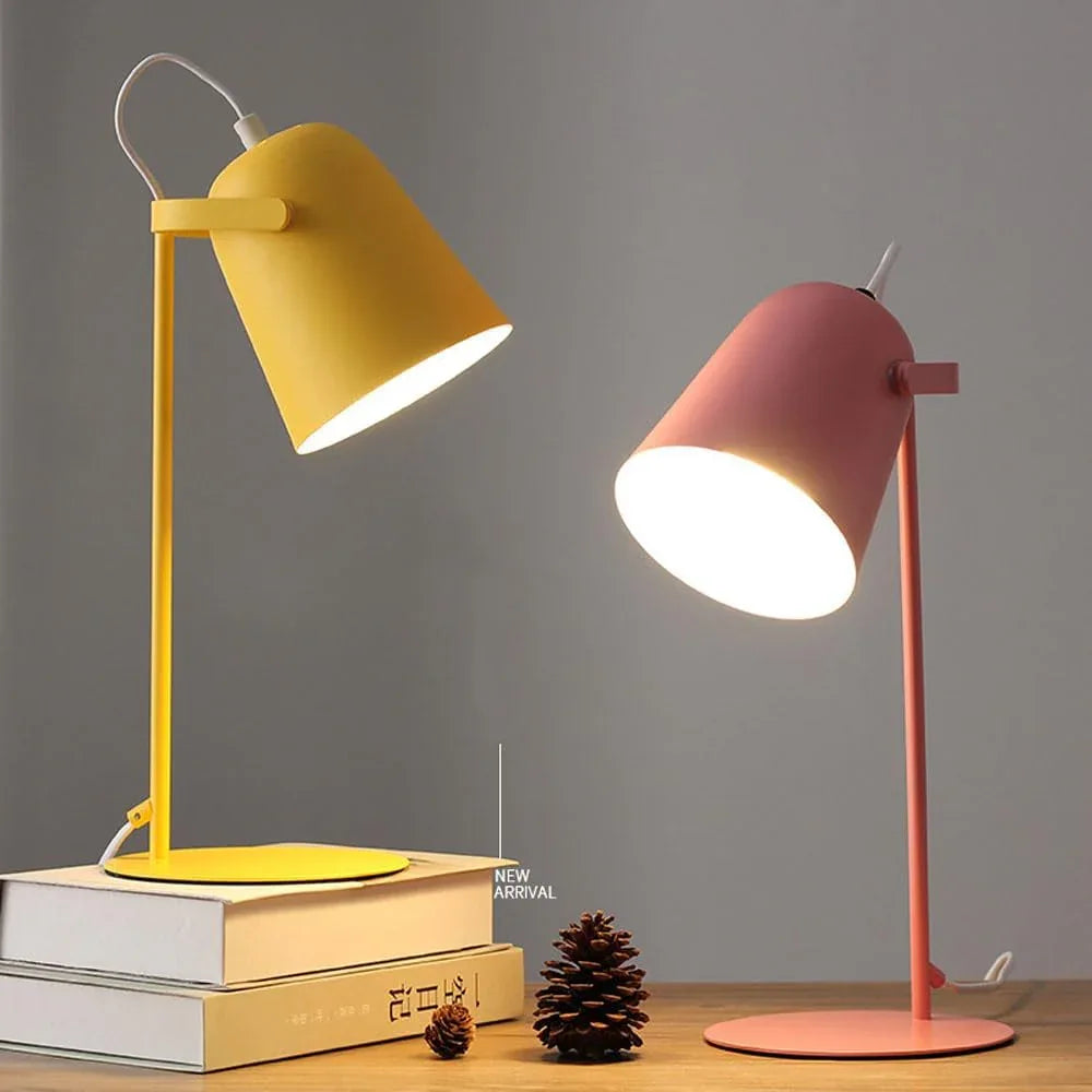 Audara-Scandinavian Simple Bedroom Study Office Desk Light Creative Warm Adjustable Angle Metal Desk Lamp Living Room Couch Side Dormitory Table Lamp Shop Workstation Macaron Lighting Fixture