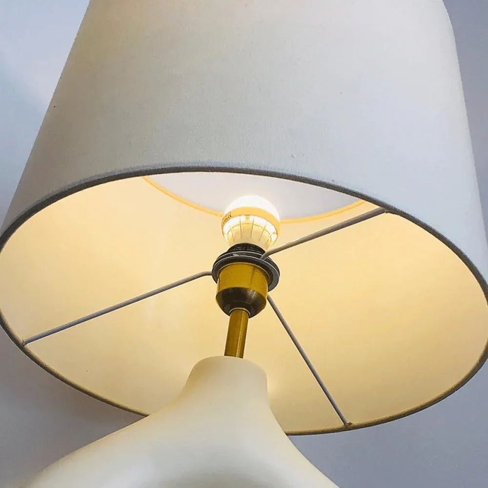 Audara-Modern Simple Living Room Study Room Desk Light Scandinavian Art Sample Room Showroom Kitchen Desk Lamp White Resin Handmade Fabric Table Lamp Villa B&B Hotel Decoration Lighting Fixture
