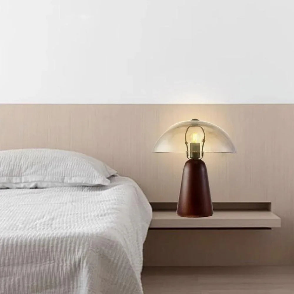 Audara-Postmodern Luxury Light Study Office Restaurant Decorative Desk Light Cozy Simple Solid Wood Glass Desk Lamp Apartment Living Room Bedroom Table Lamp Farmhouse Coffee Shop Club Lighting Fixture