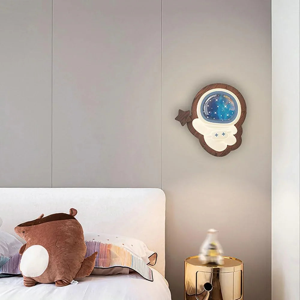 Audara-Antique Cream Style Eye Care Solid Wood Wall Lamp Creative Spaceman Bedroom Bedside Wall Lights 11.41in Study Hallway Aisle Wall Sconces Suitable For Mother And Baby Workshop Hotel Lighting Fixture