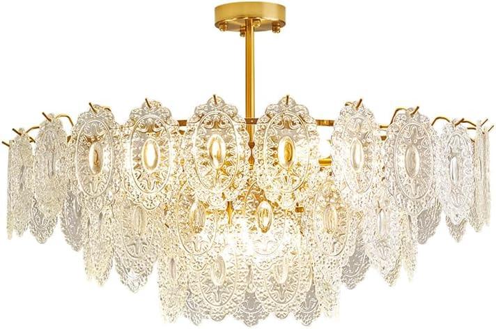 Audara-Light Luxury Creative Glass Pendant Lightled French Iron Living Room Bedroom Lighting Fixturese Eye Protection Three Color Changing Light Restaurant Chandeliers Hotel Cafe And Kids Room HangingLamp