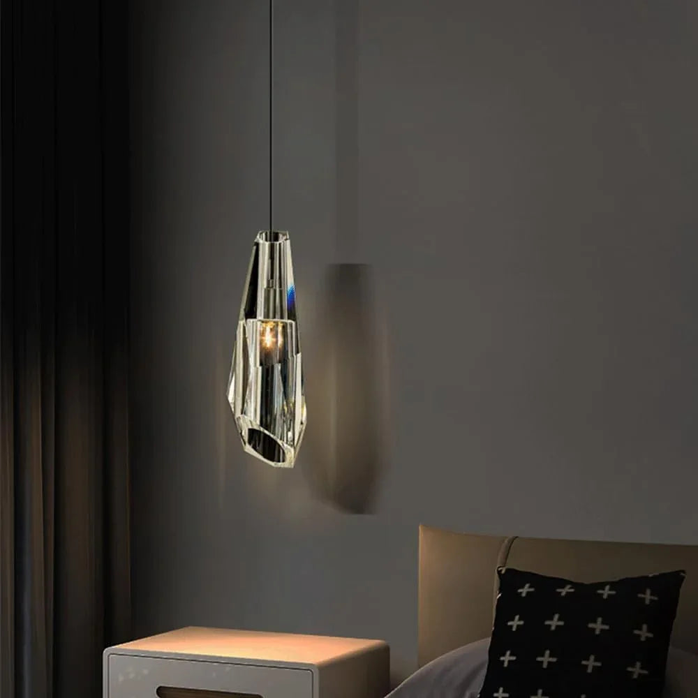 Audara-4-inch Modern Minimalist Light Fixtures. Small in Size, Suitable for Various Spaces Including Bedrooms, Kitchen Islands, Dining Rooms, Hotels, Bars, and Cafes. Crystal Pendant Light.