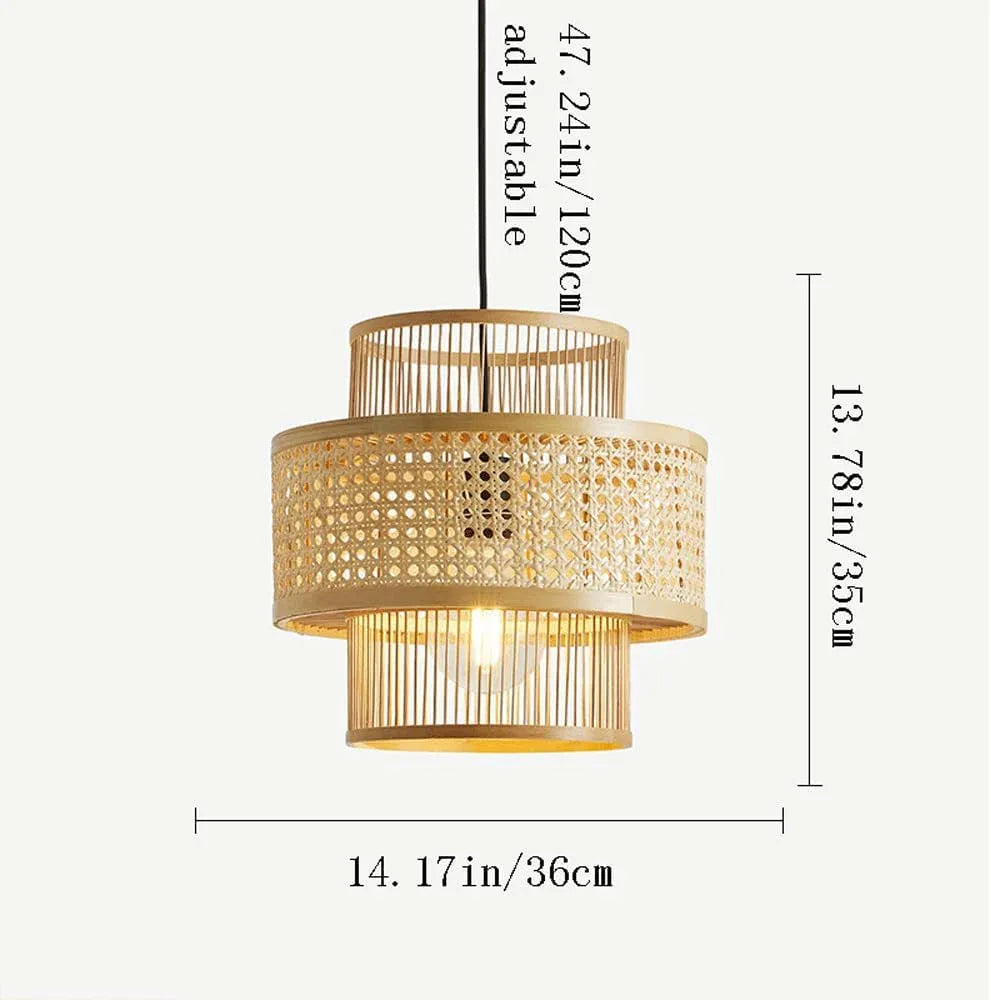 Audara-14in Woven Rattan Pendant Light Bohemian & Wabi-Sabi Style Multi-Functional Ceiling Light Fixture Suitable for Bedrooms, Hotels, Study Rooms, Dining Areas, Entryways, and More Retro Lamp