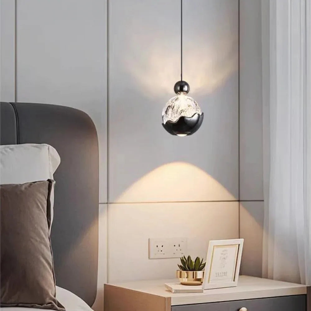 Audara-Art Snow Mountain Pattern Bed Head Pendant Lightled Italian Light Luxury Bedroom Dressing RoomLighting Fixturese Three Color Changing Light Warm Aluminum Living Room Chandeliers Hotel Cafe HangingLamp