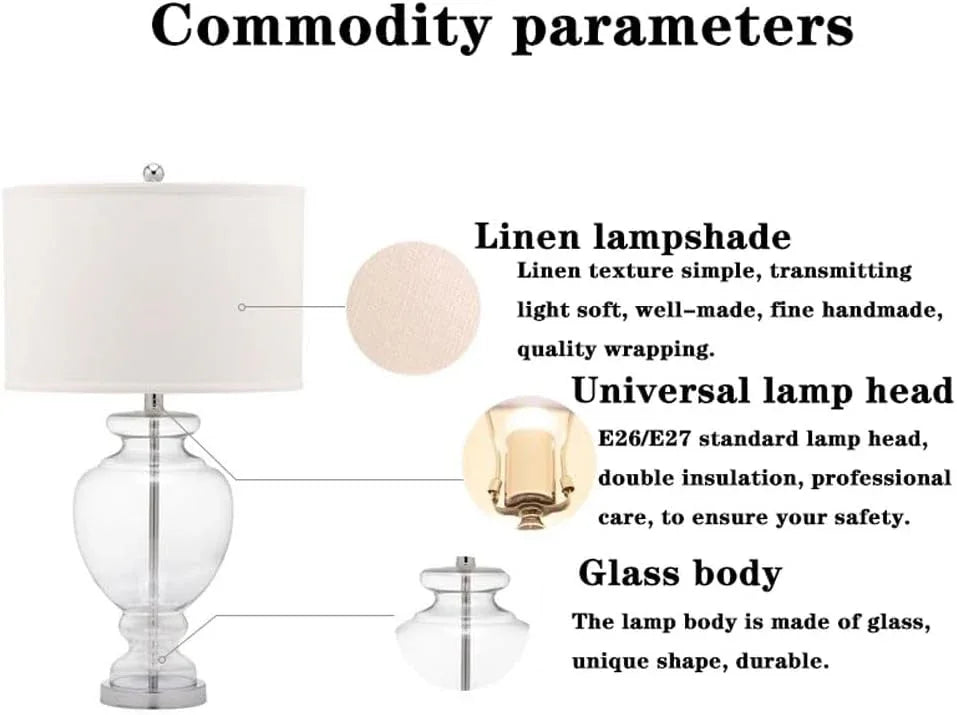 Audara-Modern Simple Living Room Study Bedroom Desk Light American Light Luxury Glass Study Desk Lamp Coffee Shop Hotel Front Desk Villa Table Lamp Bar Office Apartment Farmhouse Lighting Fixture