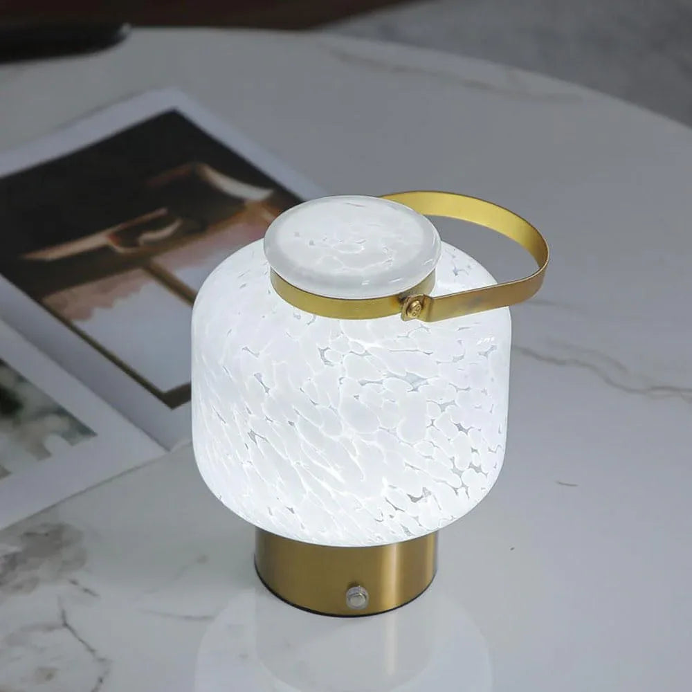 Audara-Creative Retro Bedroom Bedside Dormitory Desk Light Simple Portable LED Rechargeable Touch Dimming Glass Desk Lamp Camping Decorative Ambient Table Lamp Gift for Friends Kids Lighting Fixture