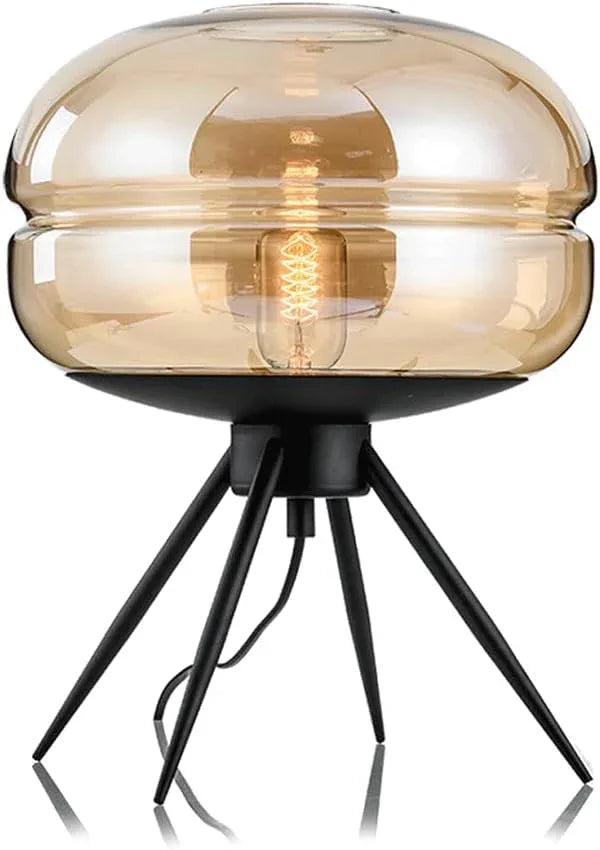 Audara-Simple Creative Drum Glass Desk Light Scandinavian Art Model House Mall Lounge Decoration Desk Lamp Bedroom Office Table Lamp Farmhouse Countryside Villa Lighting Fixture