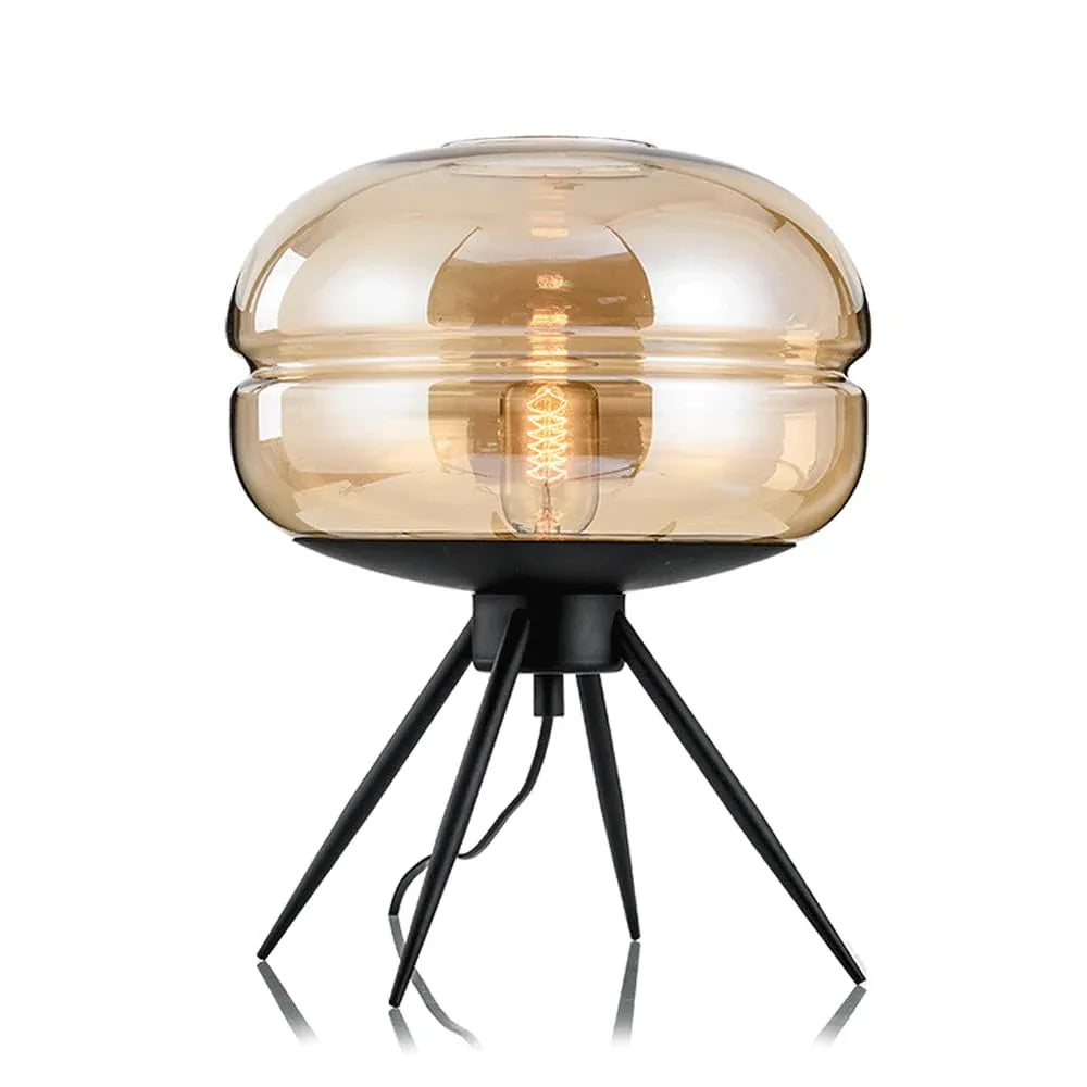 Audara-Simple Creative Drum Glass Desk Light Scandinavian Art Model House Mall Lounge Decoration Desk Lamp Bedroom Office Table Lamp Farmhouse Countryside Villa Lighting Fixture Orange