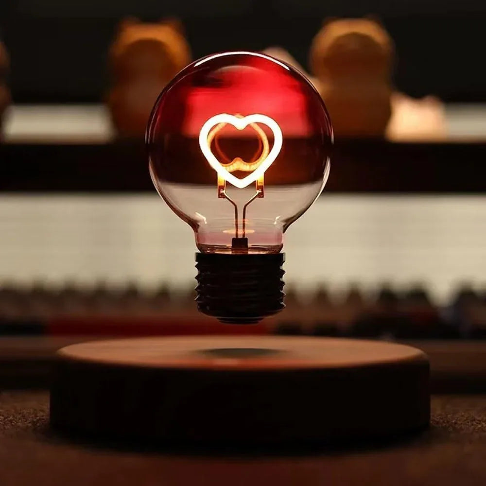 Audara-Luxury Bedroom Love Heart Shape Levitation Light Bulb Small Desk Light Business Gift Ambience Boys Girls Bedroom Study Desk Lamp Living Room Bar Office Table Lamp Cafe Decoration Lighting Fixture