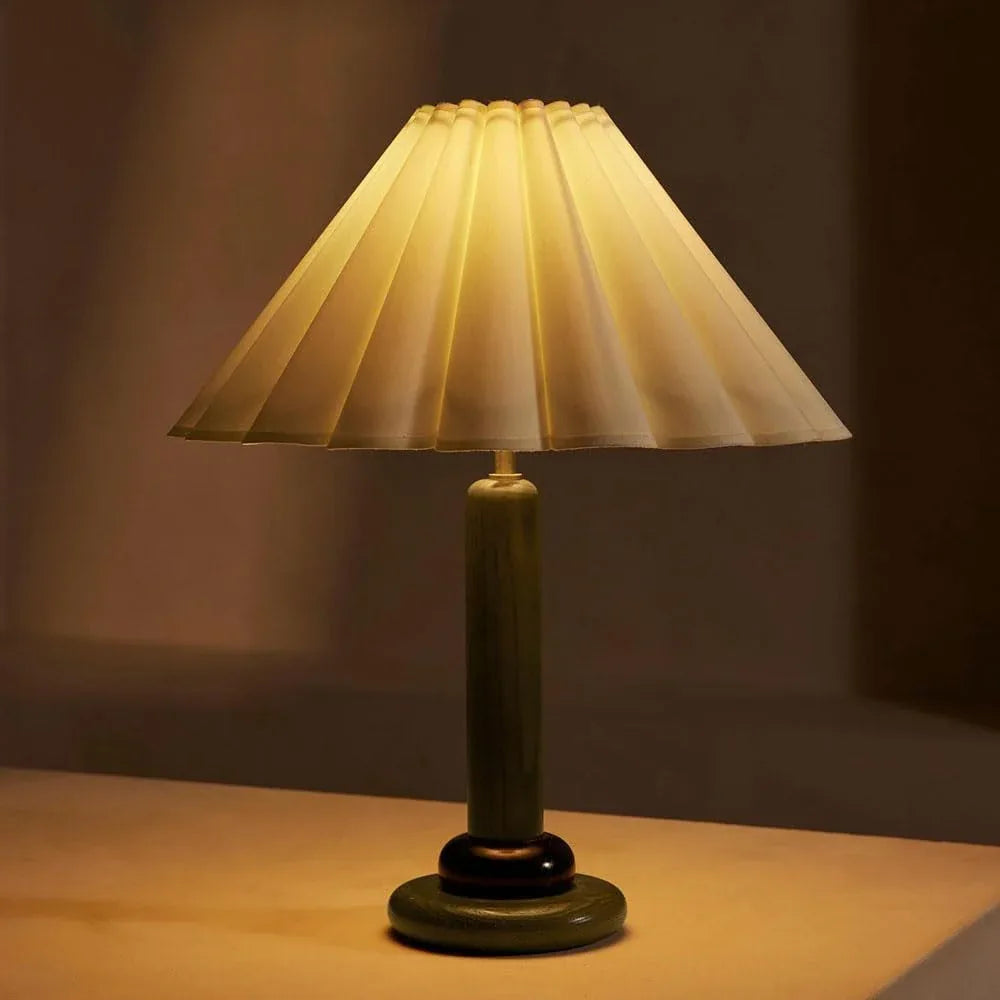 Audara-Premium Sense Bedroom Study Desk Light Elegant E27 D15” Fabric Wood Desk Lamp Ambient Sense Bed Bedside Sofa Beside Table Lamp Corridor Villa Office Lighting Fixture