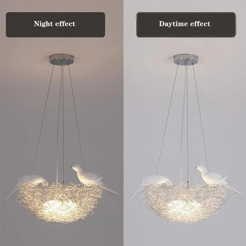 Audara Bird Nest Aluminum Pendant Light | 5/8-Light Creative Art Chandelier | Farmhouse Rustic Hanging Lamp for Dining Room Kitchen Bedroom