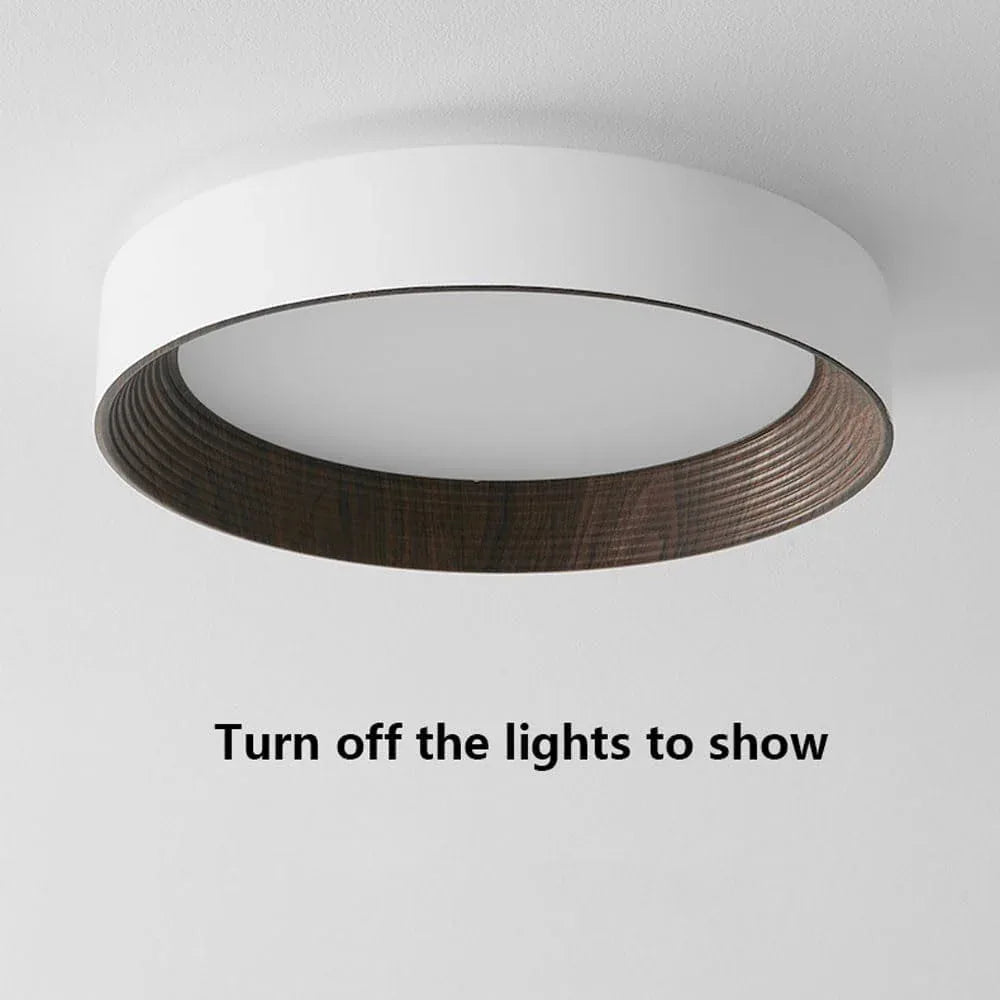 Audara-Modern Eye Care Ceiling Light Log Wind Led Bedroom Study Ceiling Lampled Round Simple Household Room Balcony Ceiling Fixtures Embedded Three Color Variable Light Lighting Fixture (48W)