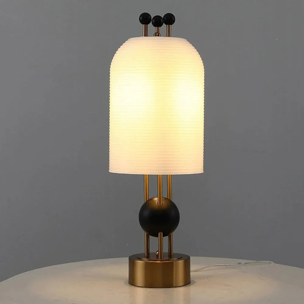 Audara-Scandinavian Postmodern Study Office Desk Light Creative Designer Living Room Hotel Front Desk Desk Lamp White Stripe Glass Lighting Fixture Up Front Cafe Farmhouse Villa Table Lamp