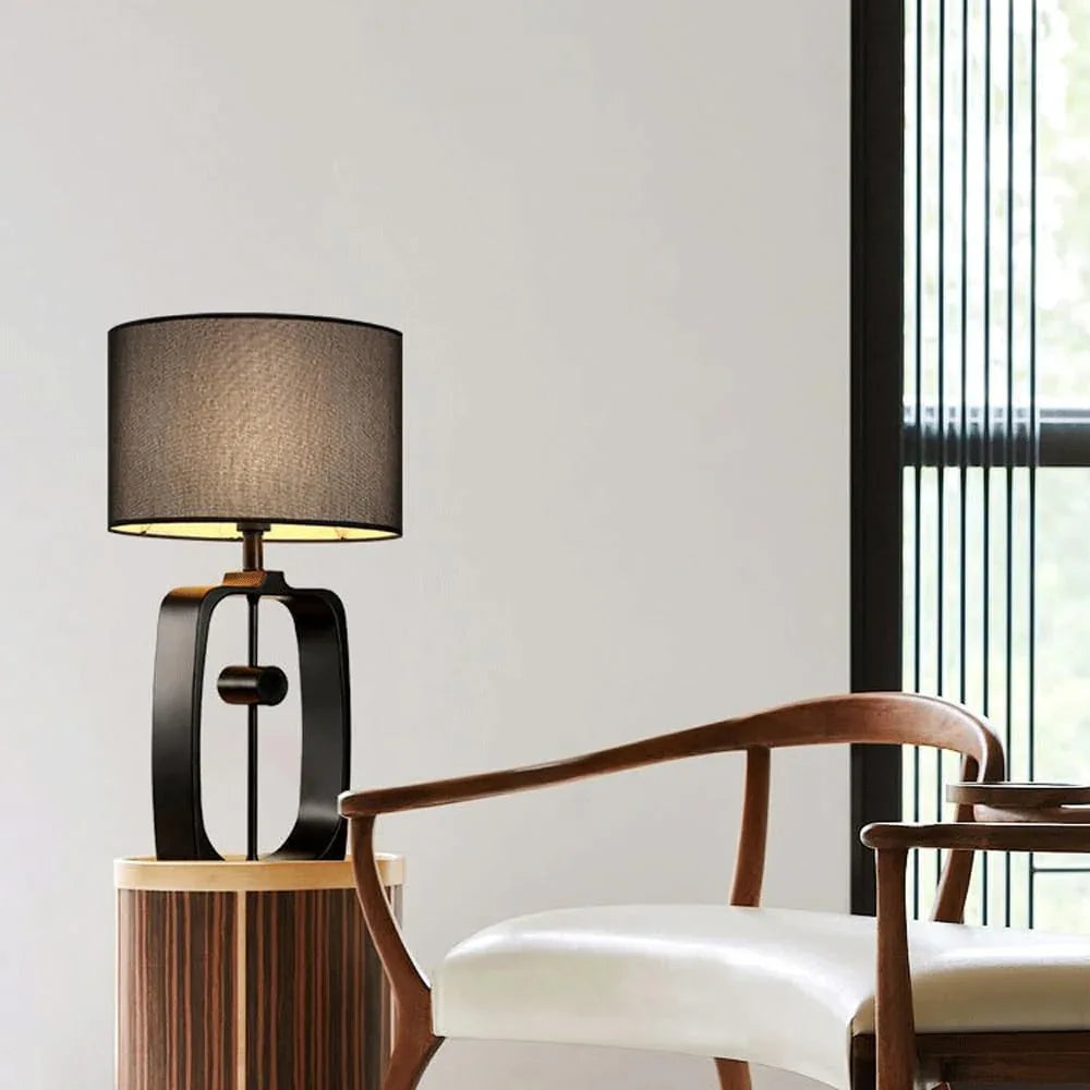 Audara-New Chinese Zen Living Room Hotel Desk Light Classical Elegant Metal Black Fabric Desk Lamp Study Room Teahouse Bedroom Bedside Table Lamp B&B Coffee Shop Mall Showcase Lighting Fixture