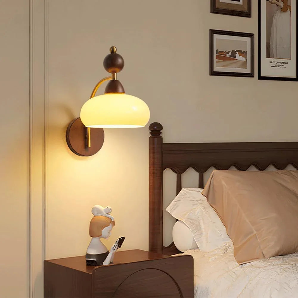 Audara-French Medieval Art Wall Lamp Wabi-Silent Cream Wind Backdrop Ambience Wall Lights Cartoon Bedroom Decor Sconces American Industrial Style Bedside Mounted Lighting Fixture