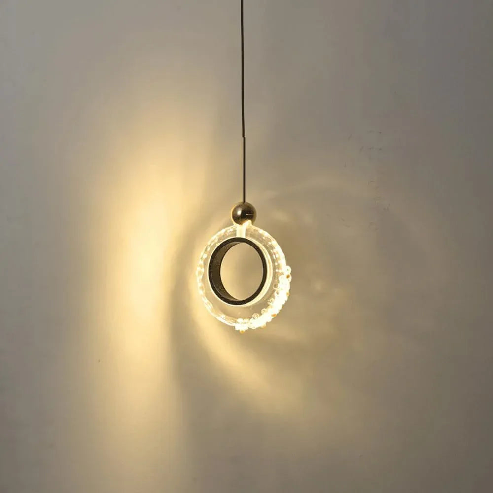 Audara-Crystal Pendant Light, 6-inch Circular Decorative Chandelier, Modern And Luxurious Style, Suitable For Various Lighting Applications Including Hotels, Restaurants, Kitchen Islands, And Bedrooms