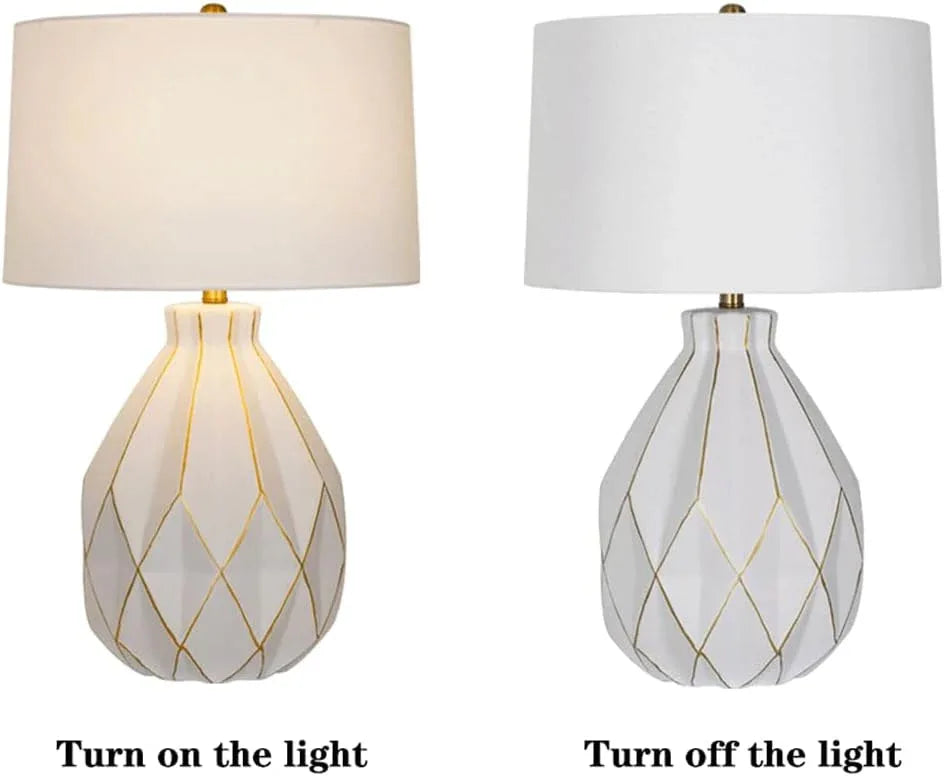 Audara-Light Luxury and Simple Bedroom Study Next to Sofa Desk Light European High-end White Cloth Ceramic Desk Lamp Farmhouse Villa Club Cafe Lighting Fixture Living Room Model Room Table Lamp