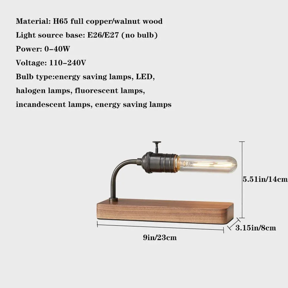 Audara-Scandinavian Simple Living Room Bedroom Desk Light Creative Classic Walnut H65 Copper Desk Lamp Restaurant Hotel Guest Room Coffee Shop Table Lamp Sample Room Club Lighting Fixture