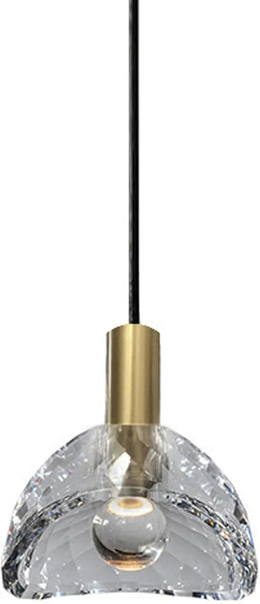 Audara-5-inch Modern Minimalist Crystal Pendant Light, Semi-Circular Mini Glass Chandelier Suitable for Various Spaces Such As Bedrooms, Kitchen Islands, Dining Rooms, Hotels, Bars, and Cafes.